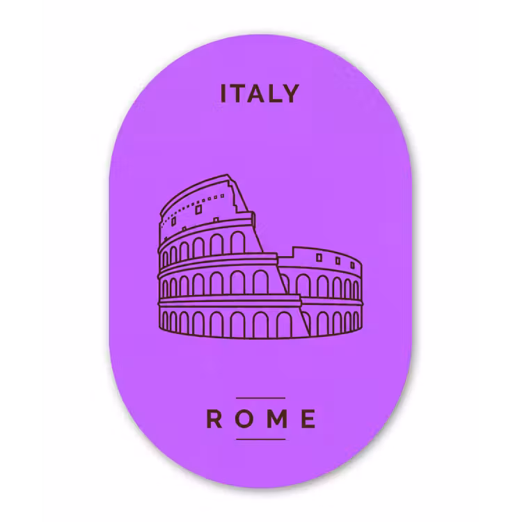 Architectuur - Colosseum - Rome - Minimalistisch - Paars Wandcirkel Ovaal Aluminium middel -3d