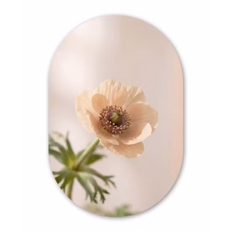 Bloem - Minimalistisch - Groen Wandcirkel Ovaal Aluminium middel -3d