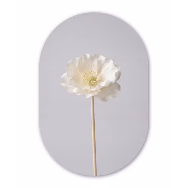 Bloem - Minimalistisch -Wit Wandcirkel Ovaal Aluminium middel -3d