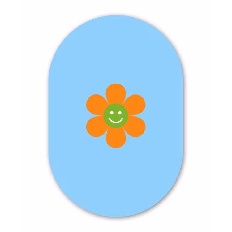 Bloem - Smiley - Kleurrijk Wandcirkel Ovaal Aluminium middel -3d