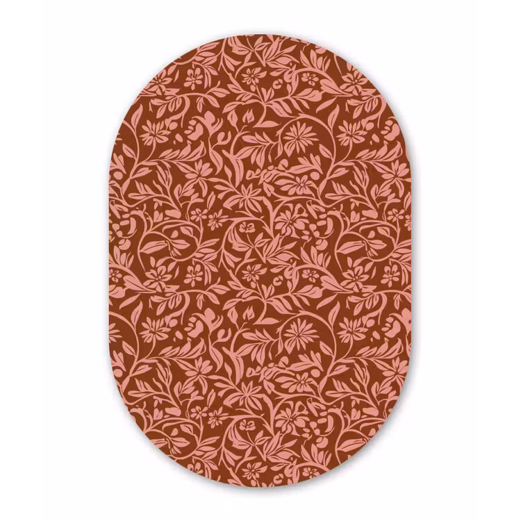 Bloemen - Print - Roze Wandcirkel Ovaal Aluminium middel 839 -3d