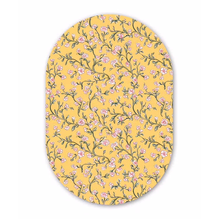 Bloemen - Motief - Geel Wandcirkel Ovaal Aluminium middel 839 -3d