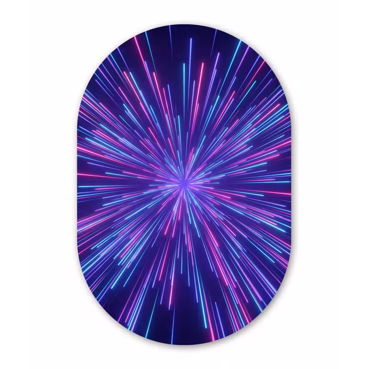 Dynamisch - Ruimte - Kleurrijk Wandcirkel Ovaal Aluminium middel -3d