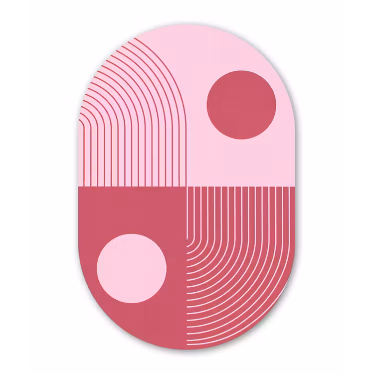 Geometrie - Patroon - Abstract - Roze - Modern Wandcirkel Ovaal Aluminium middel -3d