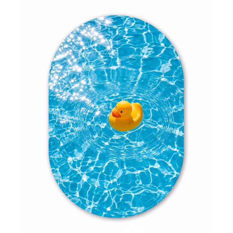 Badeend - Dobberen - Blauw Wandcirkel Ovaal Aluminium middel -3d