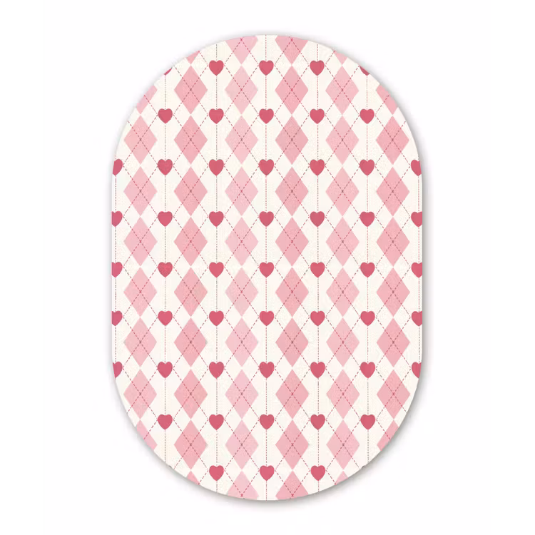 Ruiten - Klassiek - Roze - Wit Wandcirkel Ovaal Aluminium middel 839 -3d