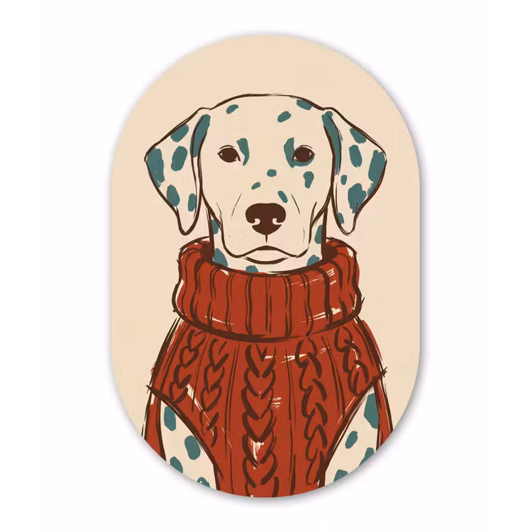 Hond - Trui - Winter - Dieren - Rood Wandcirkel Ovaal Aluminium middel -3d
