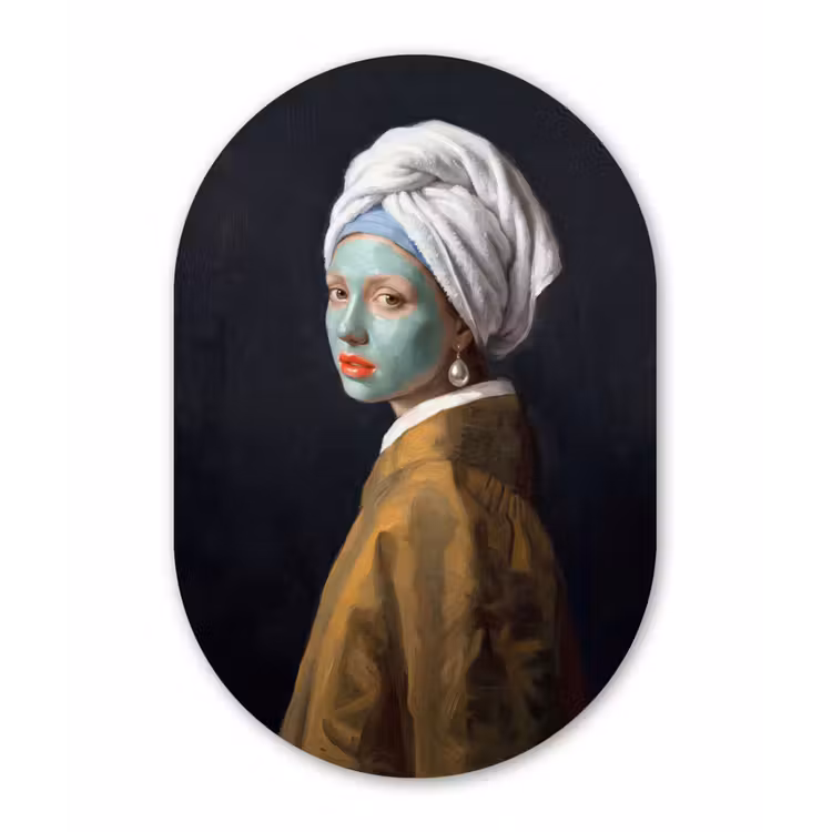 Iconisch - Modern - Kleurrijk Wandcirkel Ovaal Aluminium middel -3d