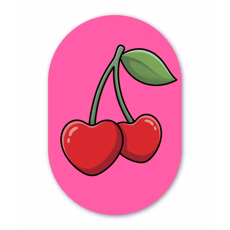 Kers - Roze - Fruit Wandcirkel Ovaal Aluminium middel -3d