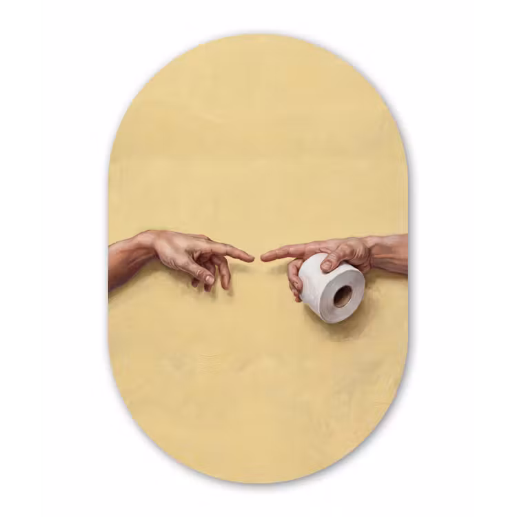 Klassiek - Kunst - Humor Wandcirkel Ovaal Aluminium middel -3d