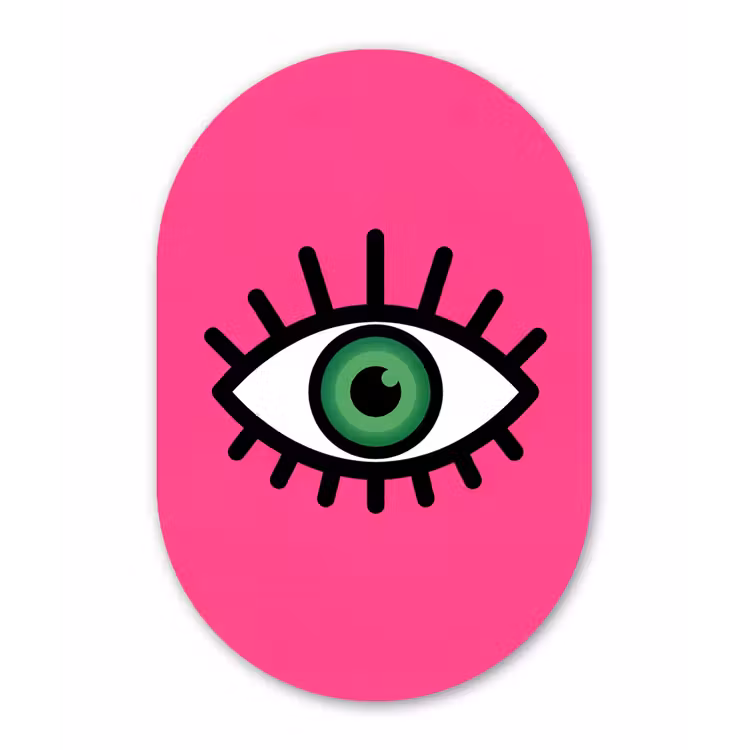 Minimalistisch - Oog - Roze Wandcirkel Ovaal Aluminium middel -3d