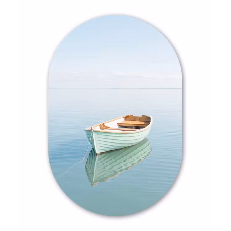 Minimalistisch - Boot - Zee Wandcirkel Ovaal Aluminium middel -3d