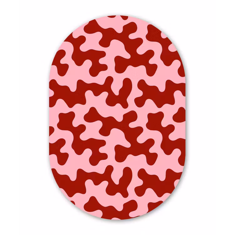 Modern - Abstract - Rood Wandcirkel Ovaal Aluminium middel 839 -3d