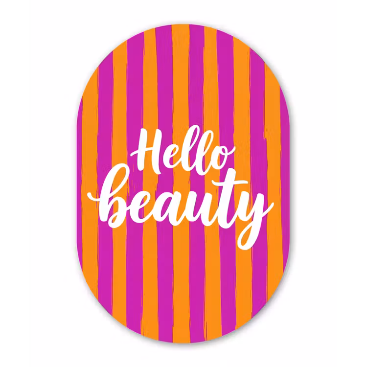 Modern - Hello - Oranje Wandcirkel Ovaal Aluminium middel -3d