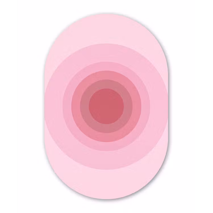 Patroon - Cirkels - Abstract - Roze - Modern Wandcirkel Ovaal Aluminium middel -3d