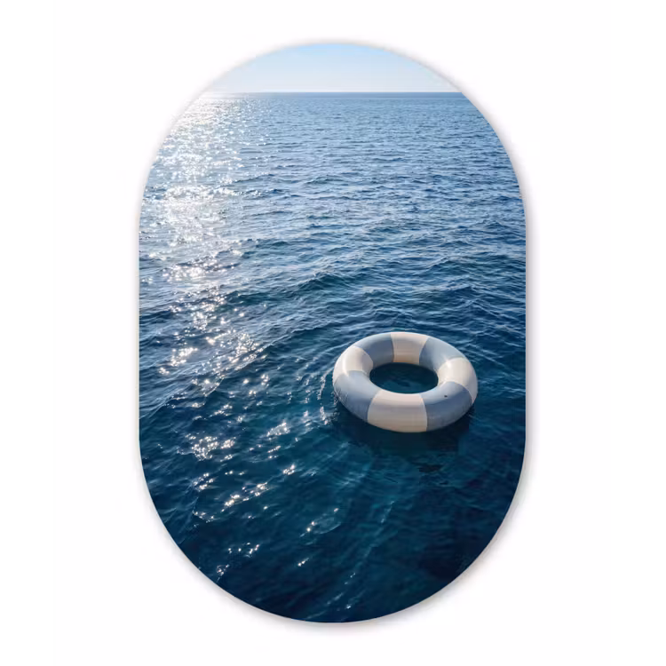 Oceaan - Zwemband - Horizon Wandcirkel Ovaal Aluminium middel -3d