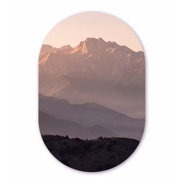 Panorama - Landschap - Bergen Wandcirkel Ovaal Aluminium middel -3d