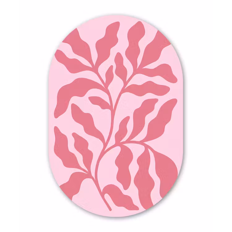Planten - Organisch - Abstract - Modern - Roze Wandcirkel Ovaal Aluminium middel -3d