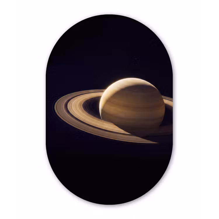 Wandoval - Aluminium - Planet – Ringe – Weltraum - Planeet - Ringen - Ruimte Wandcirkel Ovaal Aluminium middel