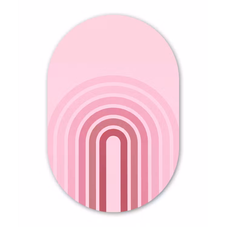 Regenboog - Roze - Abstract - Modern - Minimalistisch Wandcirkel Ovaal Aluminium middel -3d