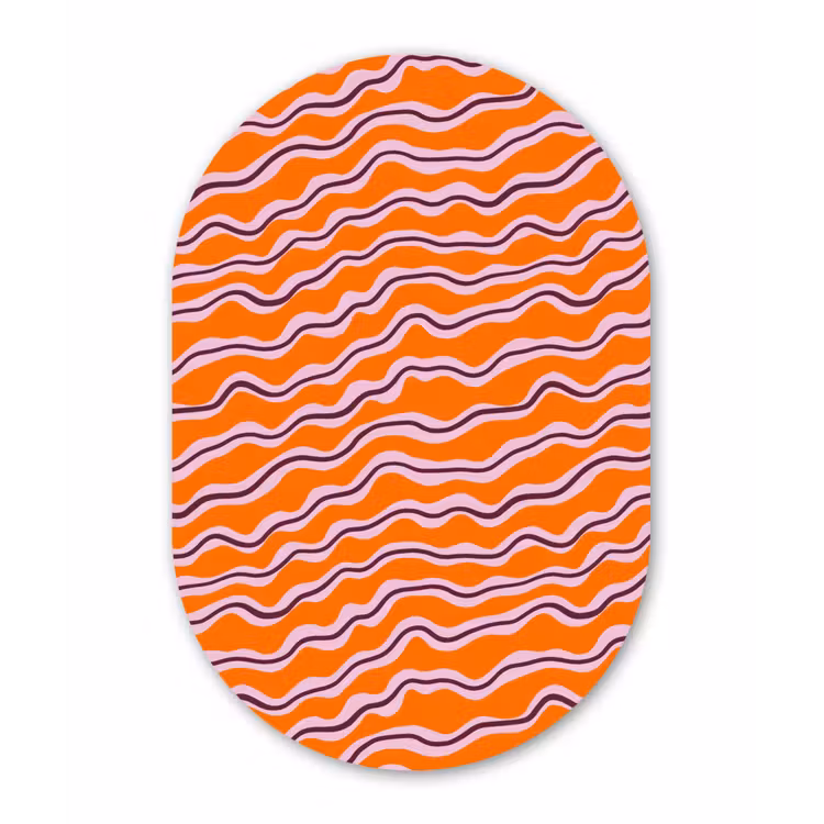 Retro - Golvend - Oranje Wandcirkel Ovaal Aluminium middel 839 -3d