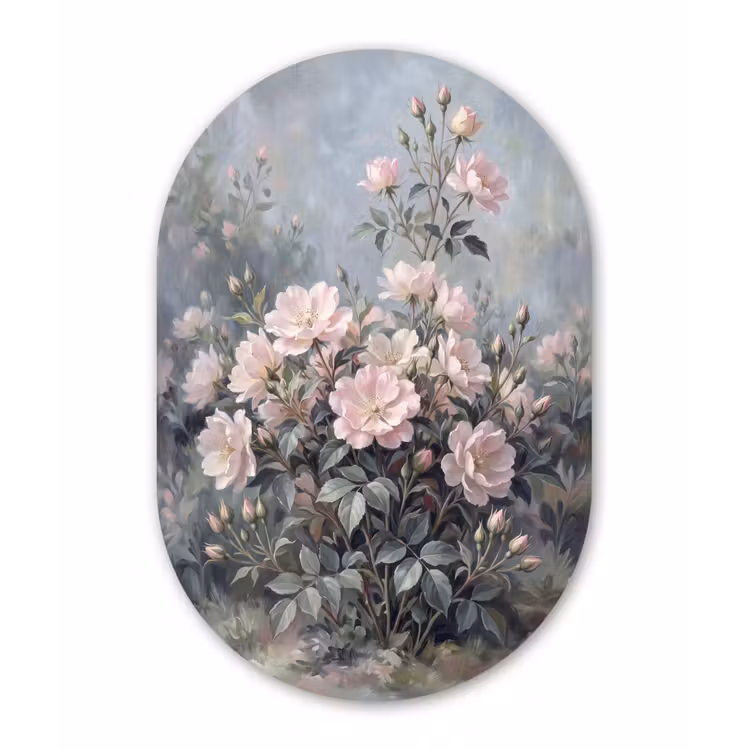 Rozen - Illustratie - Roze Wandcirkel Ovaal Aluminium middel -3d