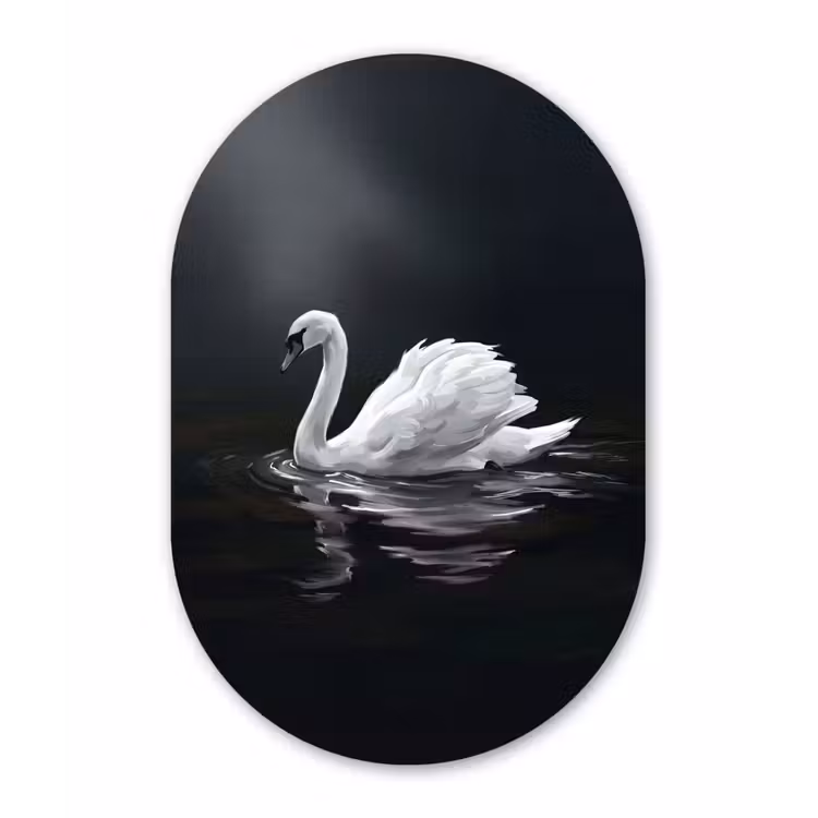 Zwaan - Water - Natuur - Realistisch - Wit Wandcirkel Ovaal Aluminium middel -3d