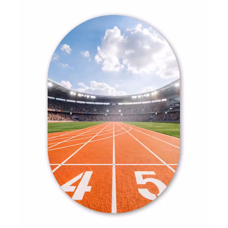 Sintelbaan - Stadion - Sport -Oranje Wandcirkel Ovaal Aluminium middel -3d