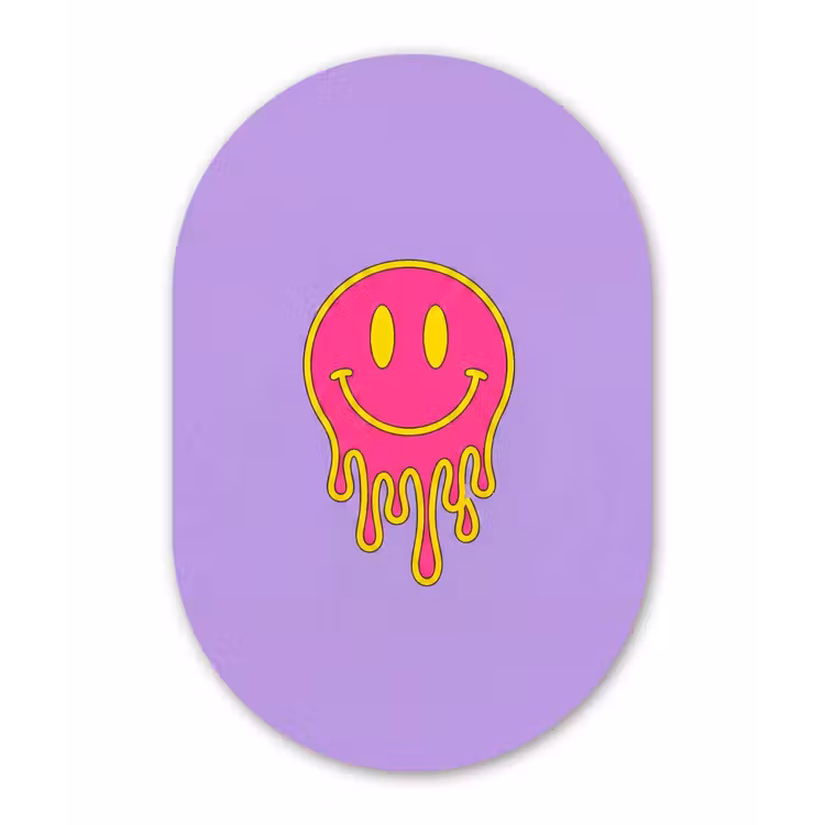 Smiley - Drip - Neon Wandcirkel Ovaal Aluminium middel -3d