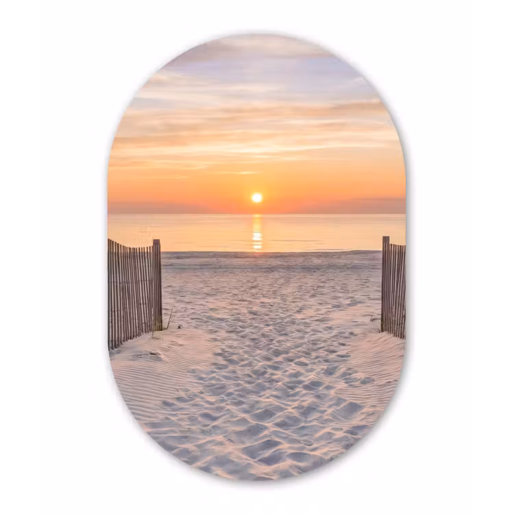 Zonsondergang - Strand - Zand Wandcirkel Ovaal Aluminium middel -3d
