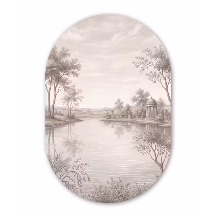 Terras - Water - Natuur - Landschap Wandcirkel Ovaal Aluminium middel -3d