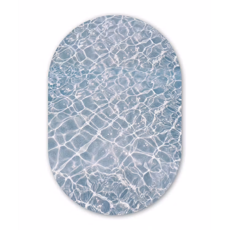 Water - Reflectie - Zonlicht Wandcirkel Ovaal Aluminium middel -3d