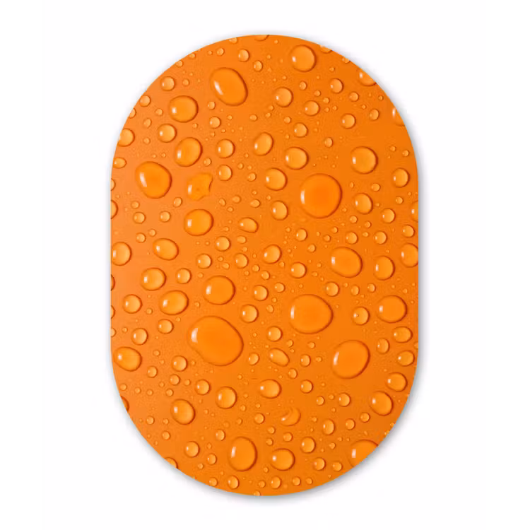 Water - Druppels - Oranje Wandcirkel Ovaal Aluminium middel -3d