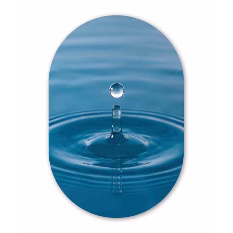 Waterdruppel - Water - Oppervlakte Wandcirkel Ovaal Aluminium middel -3d