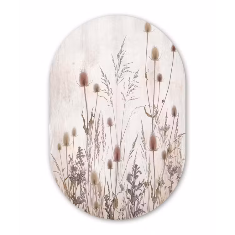 Weidebloemen - Design - Sepia Wandcirkel Ovaal Aluminium middel -3d