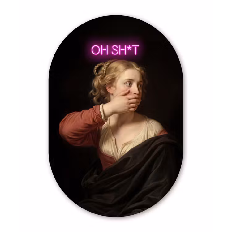 Quote - Neon - vrouw Wandcirkel Ovaal Aluminium middel -3d