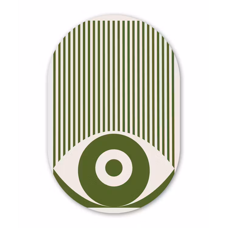Abstract - Oog - Strepen - Modern - Groen Wandcirkel Ovaal Aluminium middel -3d