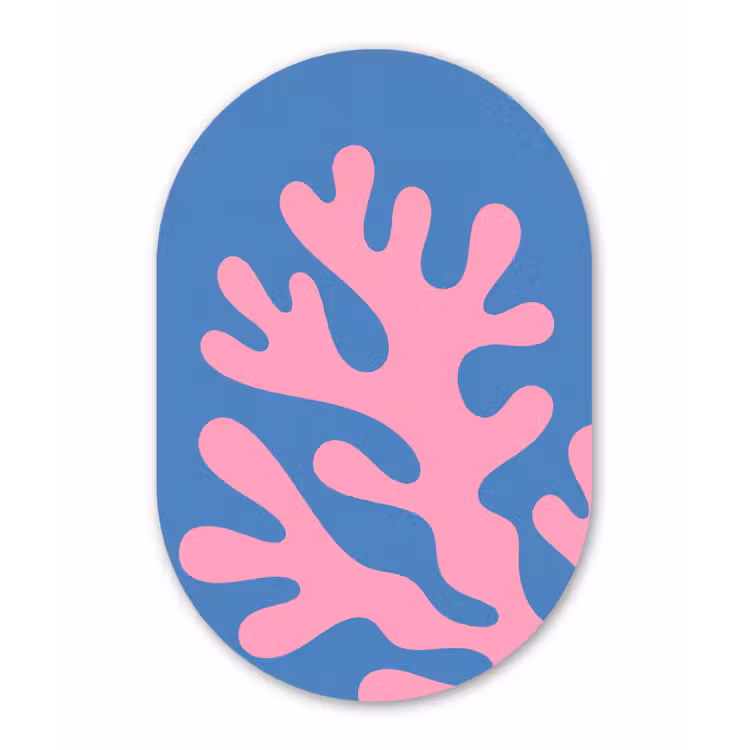 Abstract - Vormen - Roze - Blauw Wandcirkel Ovaal Aluminium middel -3d