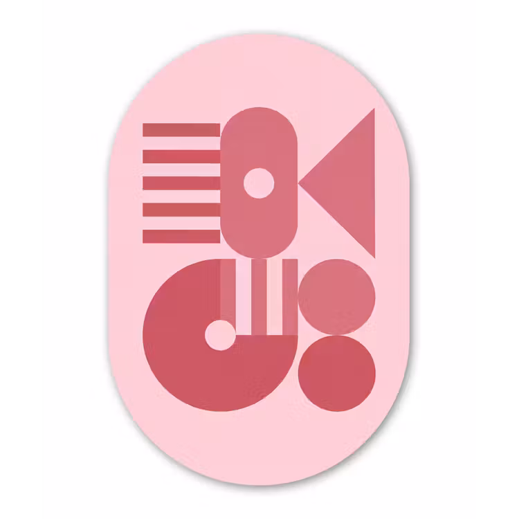 Abstract - Geometrisch - Vormen - Roze Wandcirkel Ovaal Aluminium middel -3d