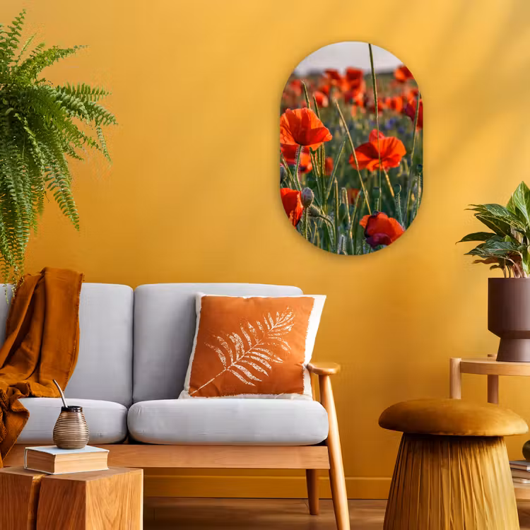 Bloemen - Klaprozen - Natuur - Rood Wandcirkel Ovaal Forex klein -sfeer4