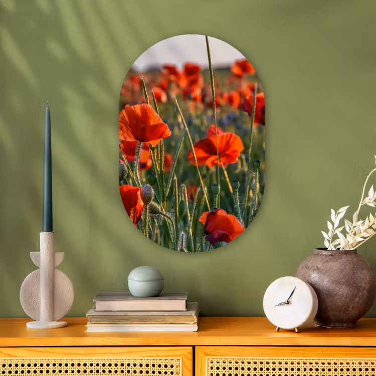 Bloemen - Klaprozen - Natuur - Rood Wandcirkel Ovaal Forex klein -sfeer2