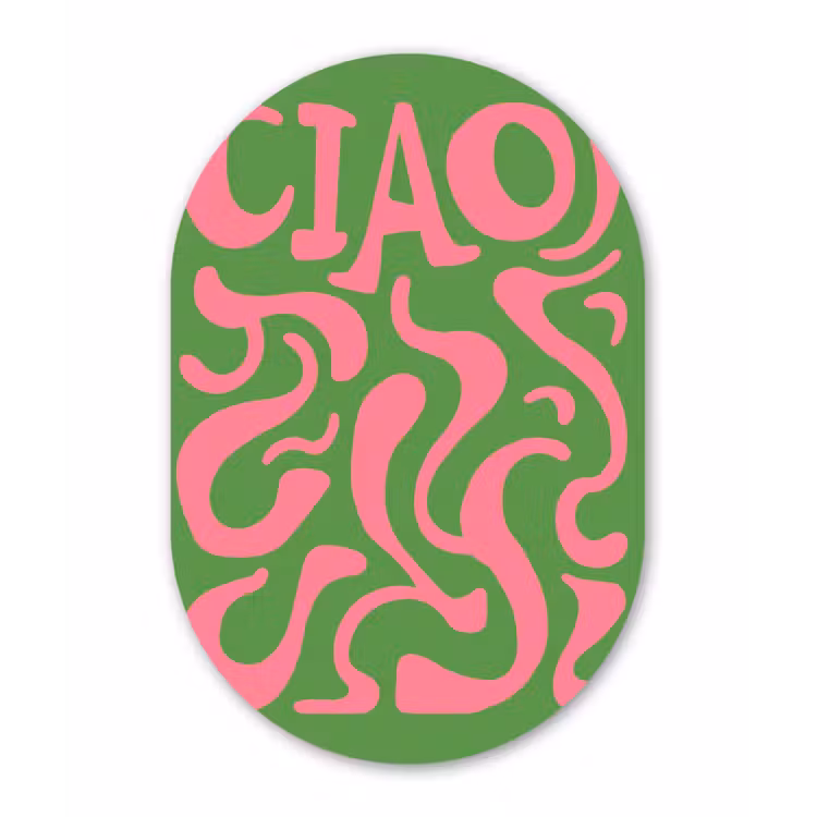 Abstract - Roze - Ciao - Vormen Wandcirkel Ovaal Glas middel -3d