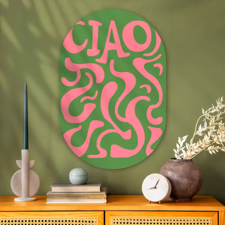 Abstract - Roze - Ciao - Vormen Wandcirkel Ovaal Glas middel -sfeer2