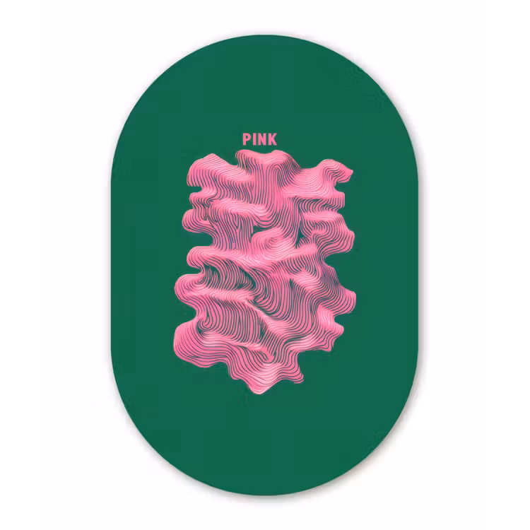 Abstract - Pink - Lijnen - Groen Wandcirkel Ovaal Glas middel -3d