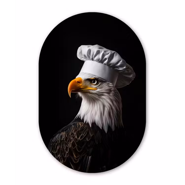 Arend -Amerika - Koksmuts - Vogel - Stoer Wandcirkel Ovaal Glas middel -3d