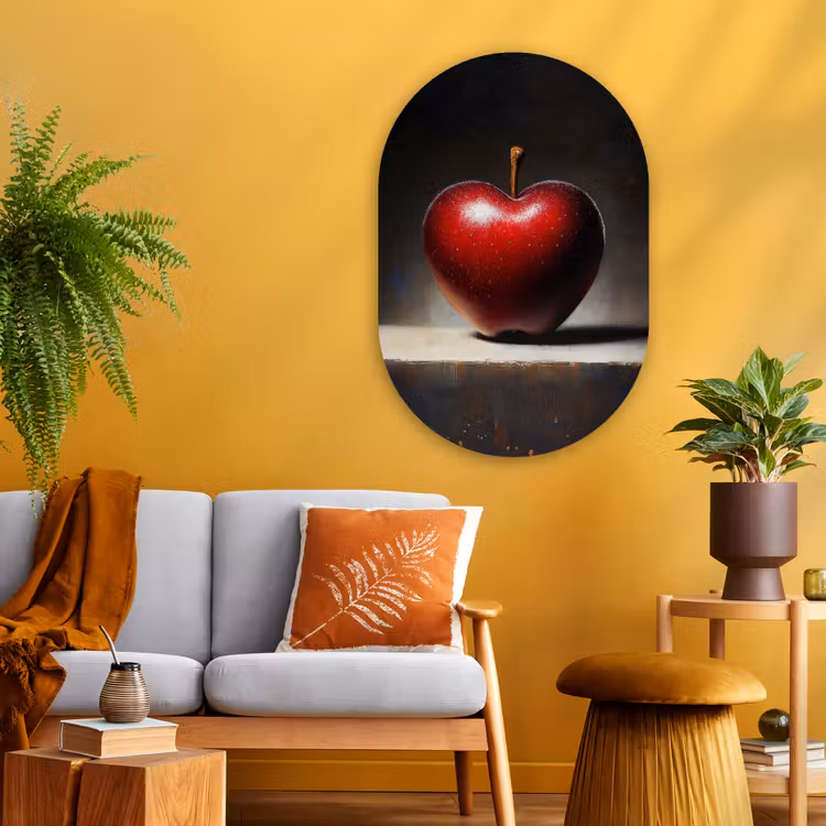 Apple - Hart - Rood Wandcirkel Ovaal Glas middel -sfeer4