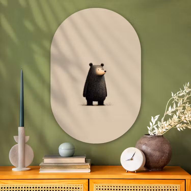 Beer - Donkerbruin - Minimalistisch Wandcirkel Ovaal Glas middel -sfeer2