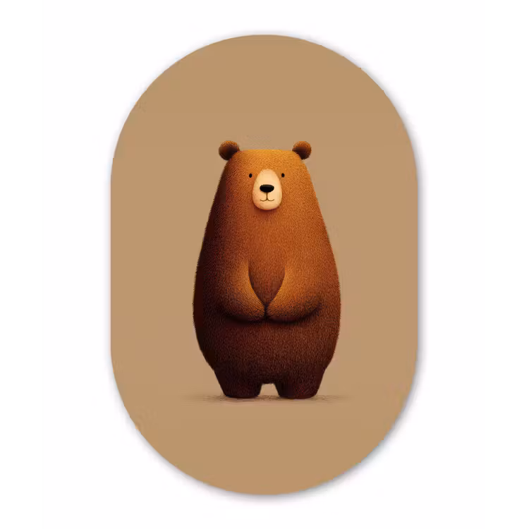 Beer - Minimalistisch - Bruin Wandcirkel Ovaal Glas middel -3d