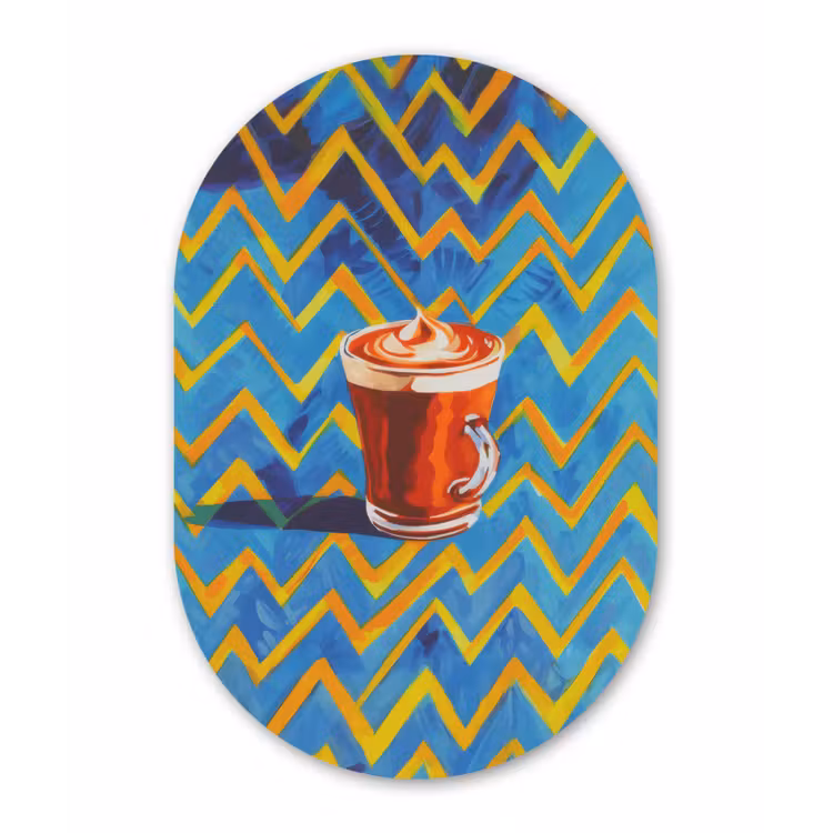 Mok - Koffie - Zigzag - Slagroom Wandcirkel Ovaal Glas middel -3d