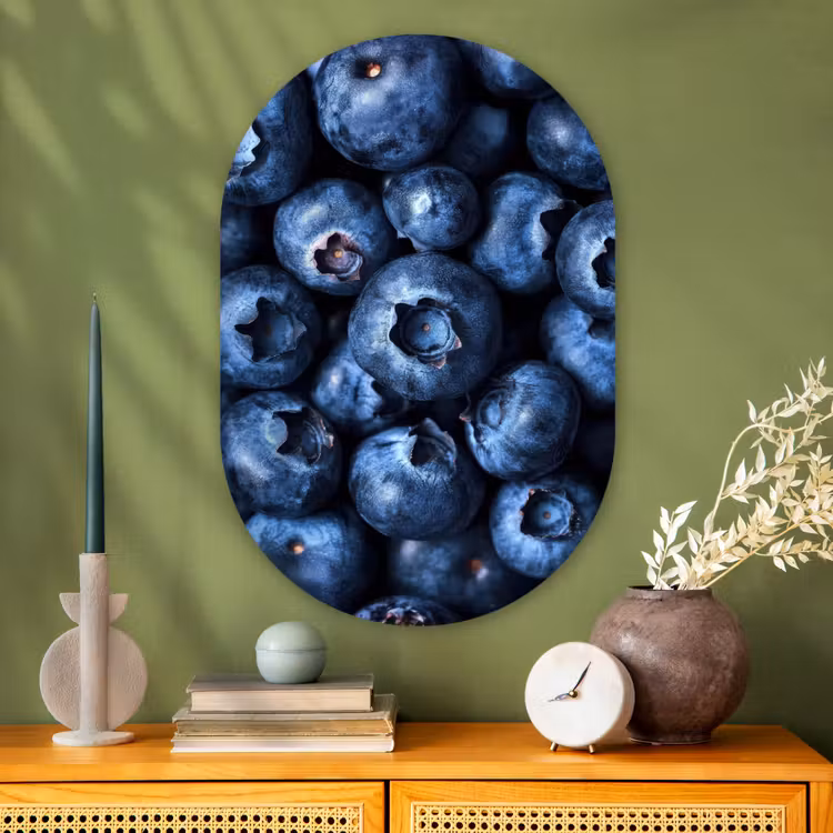 Bessen - Blauw - Fruit Wandcirkel Ovaal Glas middel -sfeer2